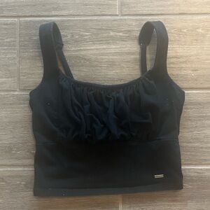 Scrunch cropped black camisole